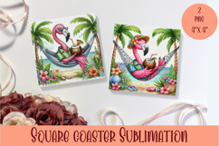 Funny animal Coaster Sublimation |cute tropical animal png Product Image 1