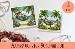 Funny animal Coaster Sublimation |cute tropical animal png Product Image 1