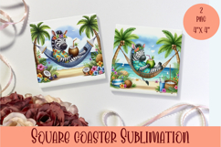 Funny animal Coaster Sublimation |cute tropical animal png Product Image 1