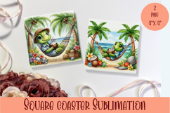 Funny animal Coaster Sublimation |cute tropical animal png Product Image 1