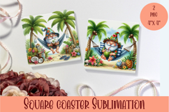Funny animal Coaster Sublimation |cute tropical animal png Product Image 1