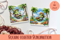 Funny animal Coaster Sublimation |cute tropical animal png Product Image 1