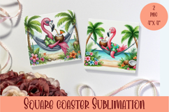 Funny animal Coaster Sublimation |cute tropical animal png Product Image 1