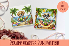 Funny animal Coaster Sublimation |cute tropical animal png Product Image 1