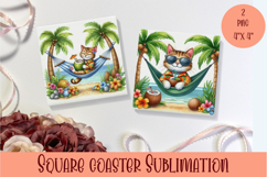 Funny animal Coaster Sublimation |cute tropical animal png Product Image 1