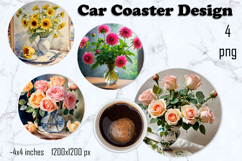 Flower Round Coaster - Floral Coaster Sublimation Product Image 1