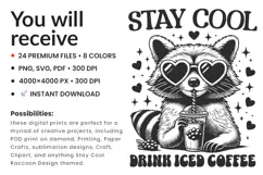 Raccoon Shirt SVG, Coffee Lover Shirt, Iced Coffee SVG, Funny Raccoon Design, Summer Coffee Shirt, Cute Animal Shirt, Raccoon T-shirt SVG, Coffee Drink Shirt, Animal Lover T-shirt, DIY Coffee Shirt, Cricut Shirt Design, Coffee Lover SVG, T-shirt Design   