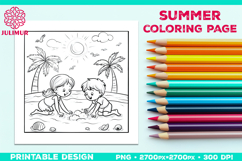 Bundle of Summer Beach Kids Coloring Page Product Image 10