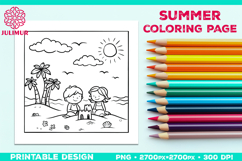 Bundle of Summer Beach Kids Coloring Page Product Image 19