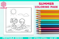 Bundle of Summer Beach Kids Coloring Page Product Image 24