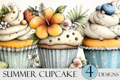 Watercolor Summer Cupcake Clipart Product Image 1