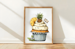 Watercolor Summer Cupcake Clipart Product Image 2