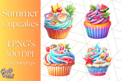 Bright Summer Cupcake PNG Clipart, Colorful Cupcakes Product Image 5