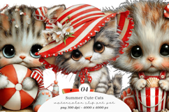 Summer Cute Cats Clipart Product Image 1