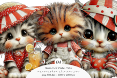 Summer Cute Cats Clipart Product Image 1