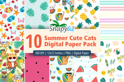 Summer Cute Cats Seamless Digital Paper Product Image 1