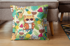 Summer Cute Cats Seamless Digital Paper Product Image 3