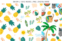 Summer Cute Cats Seamless Digital Paper Product Image 4