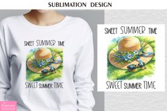 Summer Flowers and Hat|Happy Quotes| T shirt Print Design Product Image 1