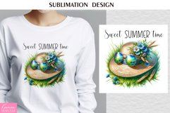 Summer Flowers and Hat|Happy Quotes| T shirt Print Design Product Image 1