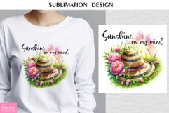 Summer Flowers and Hat|Happy Quotes| T shirt Print Design Product Image 1