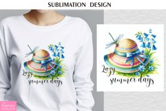 Summer Flowers and Hat|Happy Quotes| T shirt Print Design Product Image 1