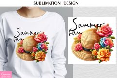 Summer Flowers and Hat|Happy Quotes| T shirt Print Design Product Image 1