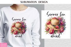Summer Flowers and Hat|Happy Quotes| T shirt Print Design Product Image 1