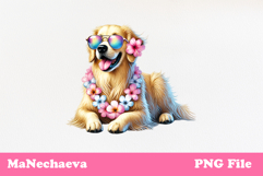 Summer Golden Retriever Clipart | Coquette Dog Sublimation Product Image 1
