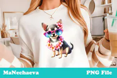 Summer Chihuahua Clipart | Coquette Dog Sublimation PNG Product Image 1