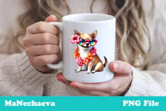 Summer Chihuahua Clipart | Coquette Dog Sublimation PNG Product Image 3