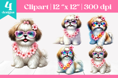 Summer Shih Tzu Dog Clipart | Cute Puppy Sublimation Product Image 1