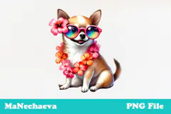 Summer Chihuahua Clipart | Coquette Dog Sublimation PNG Product Image 2