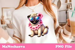 Summer Pug Clipart | Coquette Dog Sublimation Product Image 1