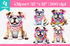Bulldog Dog Clipart | Coquette Summer Sublimation Product Image 1