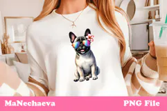 Summer French Bulldog Clipart | Cute Dog Sublimation Product Image 1