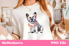 Summer French Bulldog Clipart | Cute Dog Sublimation Product Image 1