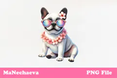 Summer French Bulldog Clipart | Cute Dog Sublimation Product Image 2