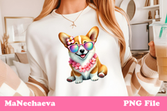 Summer Corgi Clipart | Coquette Dog Sublimation Product Image 1
