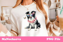 Summer Border Collie Clipart | Coquette Dog Sublimation Product Image 1
