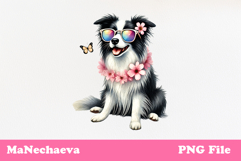 Summer Border Collie Clipart | Coquette Dog Sublimation Product Image 2