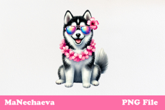 Summer Husky Clipart | Coquette Dog Sublimation Product Image 1