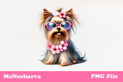 Summer Yorkie Clipart | Coquette Dog Sublimatio Product Image 1