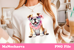 Summer Bulldog Clipart | Coquette Dog Sublimation Product Image 1