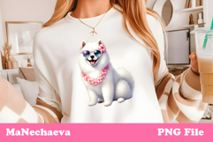 Summer Samoyed Clipart | Coquette Dog Sublimation Product Image 1