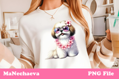 Summer Shih Tzu Clipart | Coquette Dog Sublimation Product Image 2