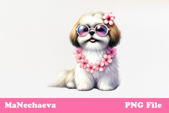 Summer Shih Tzu Clipart | Coquette Dog Sublimation Product Image 1