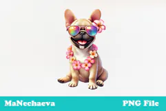 Summer French Bulldog Clipart | Cute Dog Sublimation Product Image 2