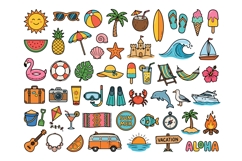 Summer Doodle Icon Vector Set | Hand Drawn Beach Elements Product Image 2