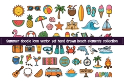 Summer Doodle Icon Vector Set | Hand Drawn Beach Elements Product Image 1